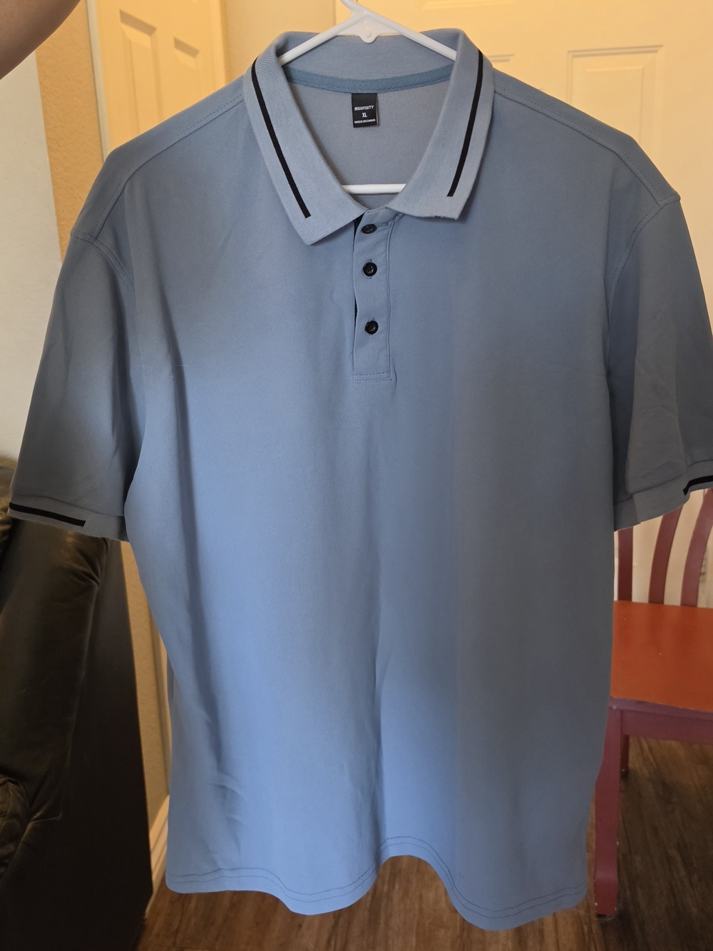 SHEIN Sky Blue Polo with Black Trim